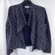 Calvin Klein Navy Tweed Open Front Jacket