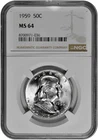 1959 50C Silver Franklin Half Dollar NGC MS 64 White Coin in New Holder