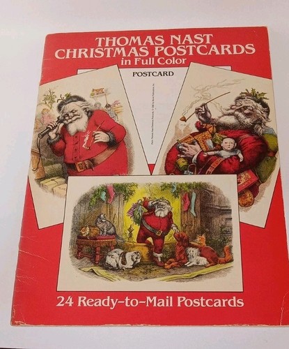 VINTAGE THOMAS NAST’S CHRISTMAS POSTCARDS BOOK 20 POSTCARDS NICE GIFT - Picture 1 of 3