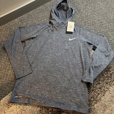Nike Swim Men s Dri-FIT UPF 40 Long Sleeve Hooded Sun Hoodie Small Blue Heather