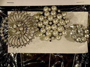 Bridal Floral Stem Picks Rhinestone & Pearl Flower Jewelry Holiday Decor Crafts
