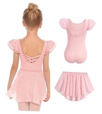Girls Ballet Leotards with Removable High Low Skirt Toddler 4-5T Ballet Pink