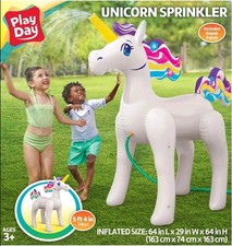 Mega Giant Inflatable Unicorn Play Day Sprinkler Pool Game 64" X 29" X 64" NIB