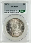 1887-S $1 Morgan Silver Dollar CAC MS61 BU Brilliant Uncirculated Coin  C4336