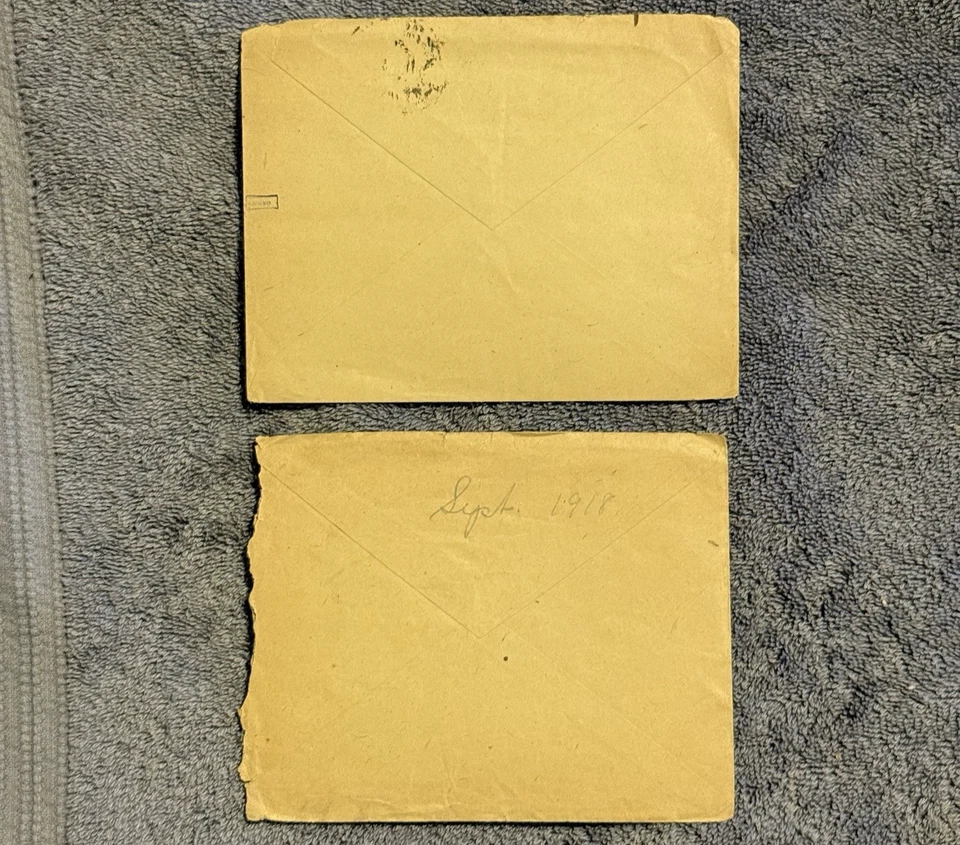 Cubiertas censuradas AEF YMCA de la Primera Guerra Mundial x2 - APO cancela, correo de oficiales/soldados 1918 Foto 4 de 4