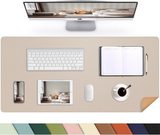 Leather Desk Pad Protector, Large Non-Slip Office Desk Mat with Natural Cork  P