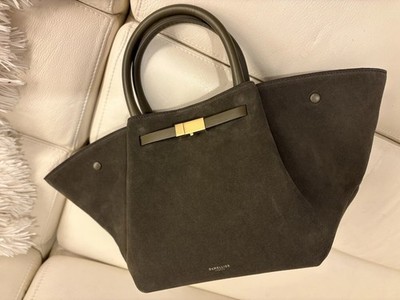 DeMellier New York MIDI SUEDE Olive Grün Khaki Tote Bag Authentisch Wildleder