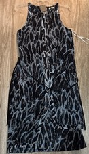 Halston Heritage Feather Print Tiered Hem Dress 2 NWT $395