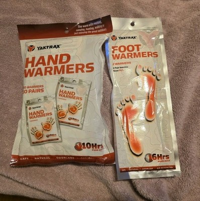 YAKTRAX Hand Warmers (10 Pairs) Foot (1 Pair) Size M/L Winter Heat Natural Safe