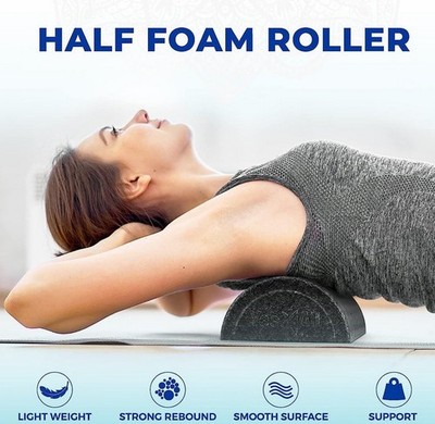 Yes4All Black PE Half Foam Roller 12'' Soft Density Roll for Exercise, Yoga, NEW