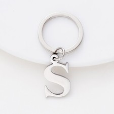 A-Z Initials Letter Alphabet Keyring Silver Key Ring Metal Key Chain