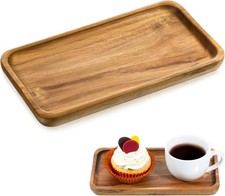 Small Acacia Wood Serving Trays, 4 x 7.5 inch Rectangle Wooden Trays Mini Cha...
