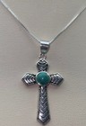 Navajo 925 Sterling And Turquoise Cross Pendant On 18 Inch Sterling Silver Chain — photo 1