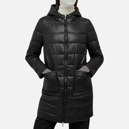 Marella Women's Black Long-Short Puffer Jacket Coat Size 6