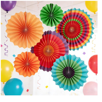 Bunte Papierfächern Regenbogen Deko Set 3 Größen 20 3