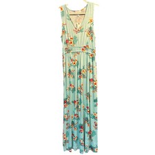 NWT Olive + Oak Size Medium Boho Maxi Dress Mint Green Floral Coastal Cowgirl