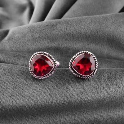 Pink Rubellite Heart Cufflinks Wedding Business Formal 925 Silver
