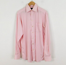 Eton Pink Cotton Shirt 16  Collar Extra Long Sleeve Herringbone Weave