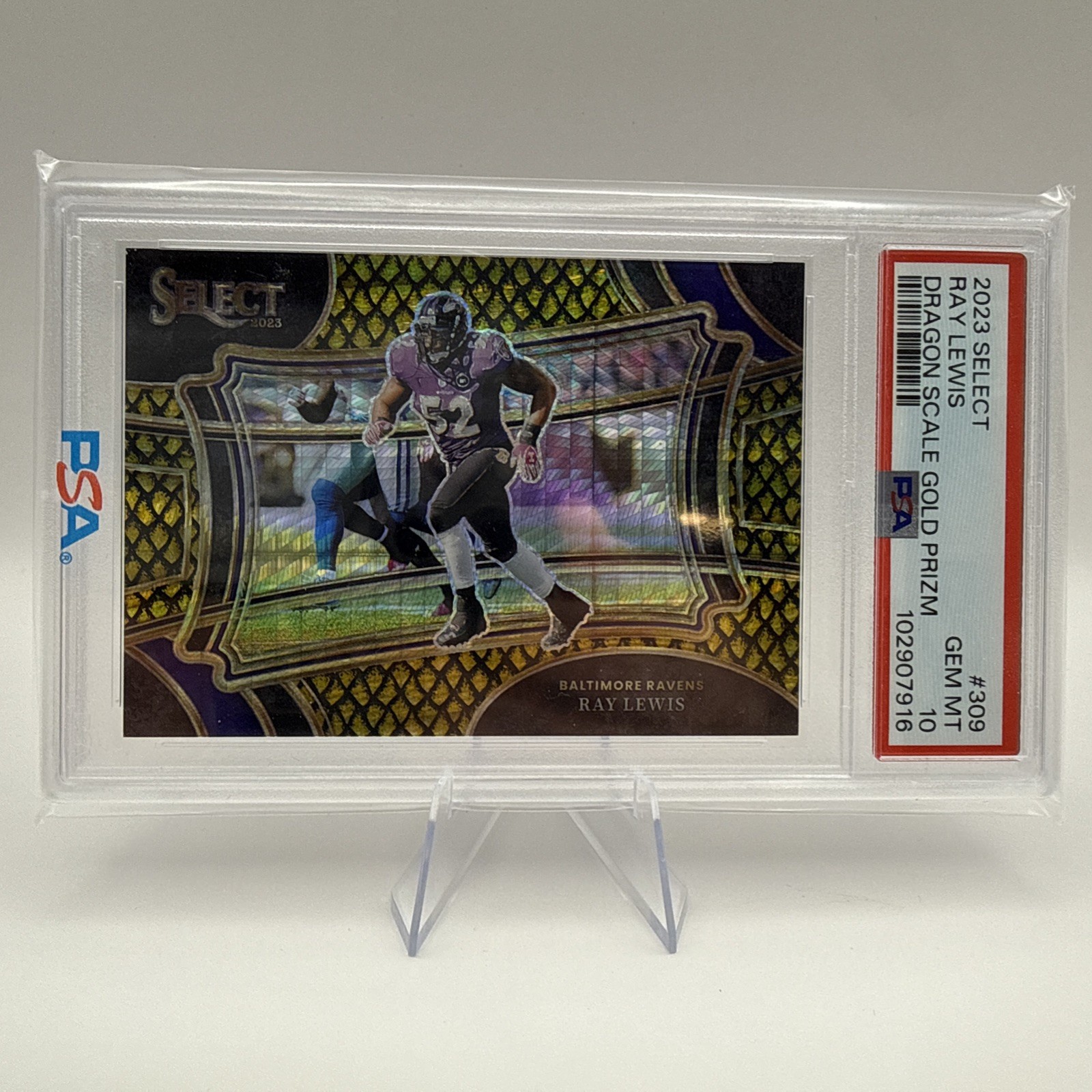2023 Select - Field Level Ray Lewis #309 Gold Dragon Scale Prizm /10 PSA 10