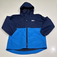 Eddie Bauer Jacket Kids XS 5/6 Waterproof Windbreaker Hooded Blue Color block