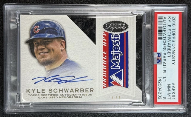 Kyle Schwarber PSA 8 2016 Topps Dynasty Rookie Majestic Tag Patch Auto 1/1 RC