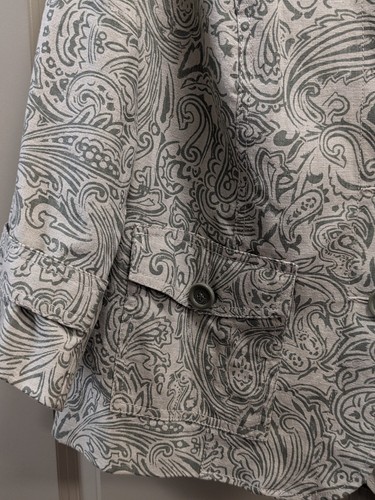 EUC: Vintage Studio Works Woman Linen Sage Green Paisley Print Blazer - Size 1X - Picture 6 of 16