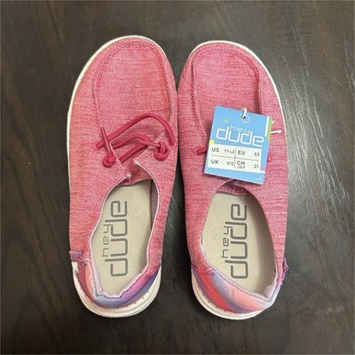 Hey Dude Girls Pink Slip-On Flat Rubber Outsole Lace-Up IS Y1-L2