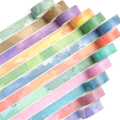 12 Rollen Wasserfarben Washi Tape Set Masking Tape Pastell Klebeband Bunt für DI