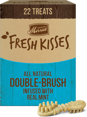 Fresh Kisses Natural Dental Chews, Toothbrush Shape Treat Infused with Real Mint