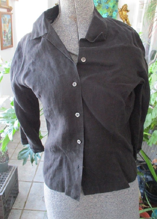 Talbots Solid Black Cotton Size 8 Button Up Shirt… - image 4