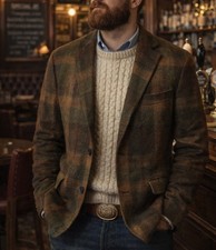  3K Ralph Lauren Purple Label 38R Blazer Jacket RRL Tweed Green Sport Coat Plaid