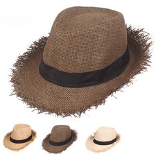 Chapeau Fedora Panama En Paille Chiné Unisexe À Bord Large Été