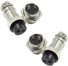 2 Pin Metal Male Female Panel Connector 16mm GX16-2P Aviation GX16-2P, Silver