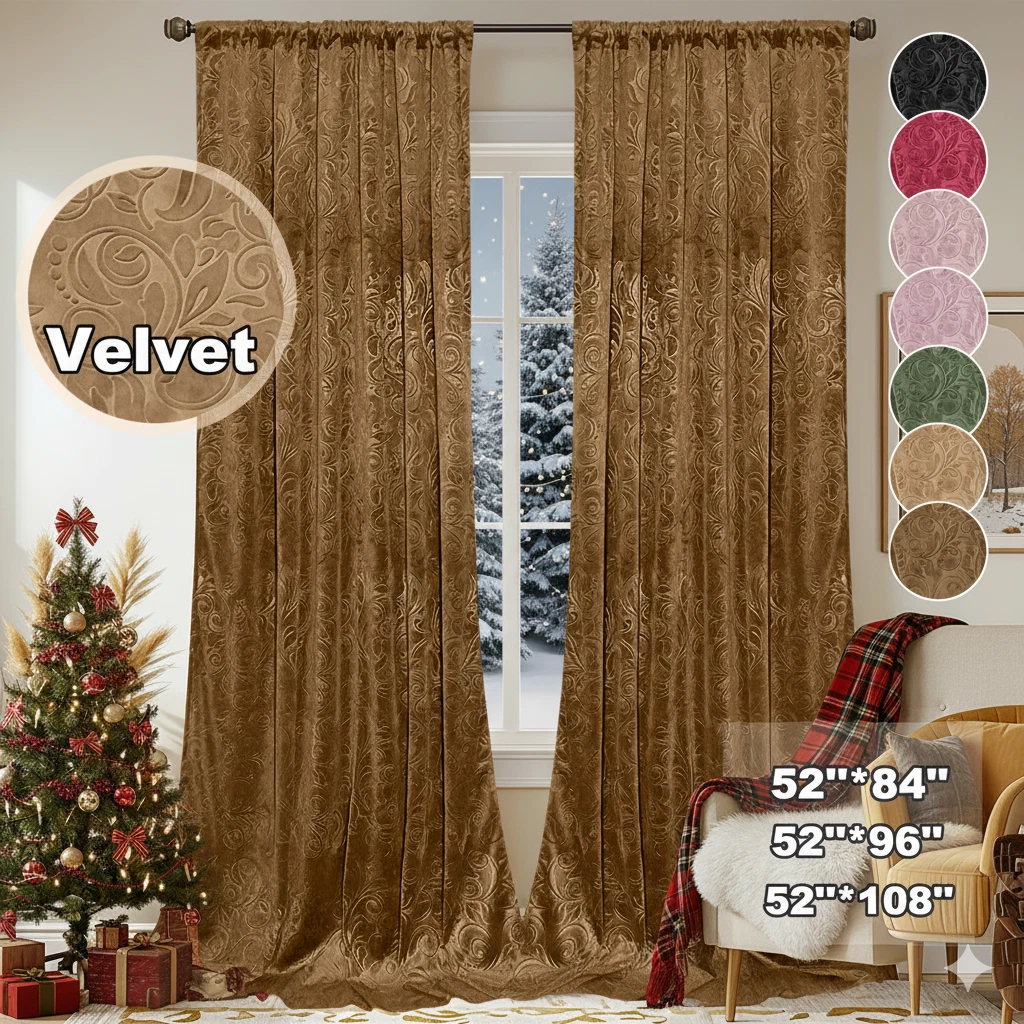 Luxury Crushed Velvet Curtains Thicken Blackout Ready Made Lined Pair Drapes UK
Opens in a new windo