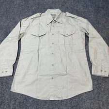 Task Force Shirt Womens Large Tan Button Up Collared Cotton Heavy Duty Cargo