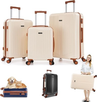 Luggage Sets 3 Piece, Durable Suitcase Dual-Spinner Wheel TSA,Hardshell PC+ABS