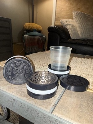Lot Of 3 Oreo Cookie Novelty Plastic Collapsible Pop Up Travel Cups Camping Pop