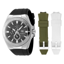 TechnoMarine Unisex TM-124017 Cruise Original 45mm Silver Black Dial w 3 Straps