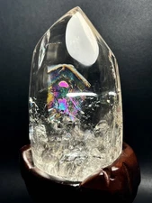 2.3lb Natural Rainbow Clear Crystal Quartz Carved Freeform Top Mineral Specimen 