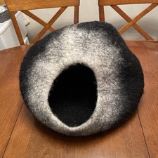 Cat or Small Dog Cave Bed- Black  White by Dharma Dog Karma Cat