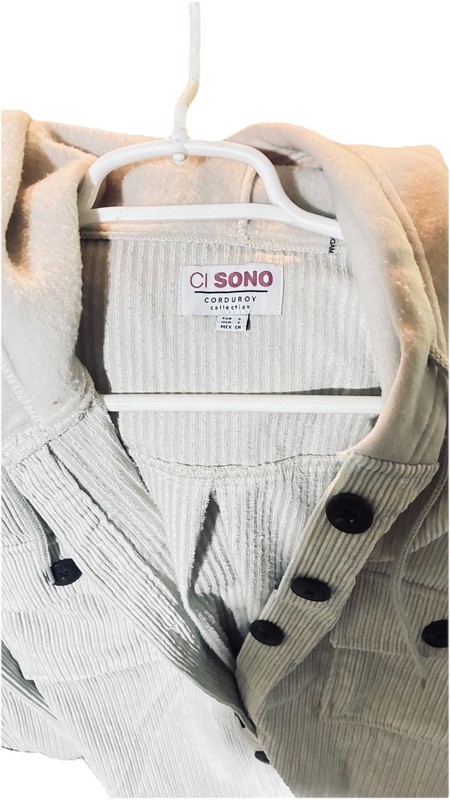 CI Sono Corduroy Hooded Jacket Size Small Style CDJK30 Color ECRU