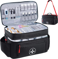 Travel Medicine Bag Organizer Medical Bag - KEEP PILLS  FIRST AID Black