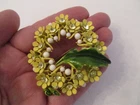 Vintage Flower Costume Jewelry Floral Yellow Pinback