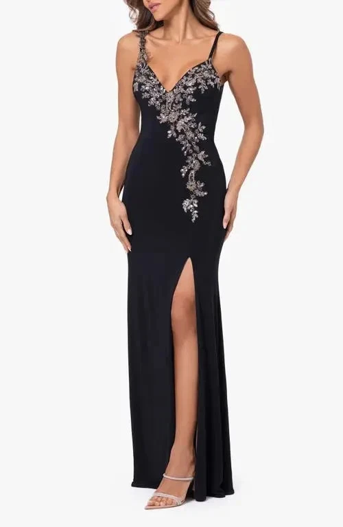 Vestido Vaina Xscape Negro Cristal Detalle Floral Talla 16 $288 Foto 3 de 4