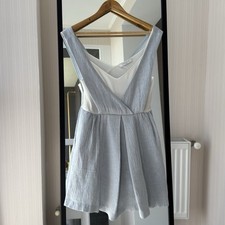 Women s Sandro Paris Blue Denim Linen Mini Dress Size 1