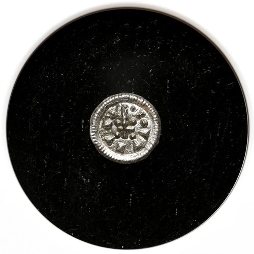 HUNGARY. Geza II, 1141-1162, Silver Denar, Very rare tiny module, NGC MS62