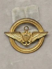 WWII era Sweetheart Pin/Brooch: Naval Aviator's Wings on circle - Sterling