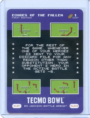 2026 Bo Jackson Battle Arena Tecmo Bowl Play Card #PL27 ECHOES OF THE FALLEN SP