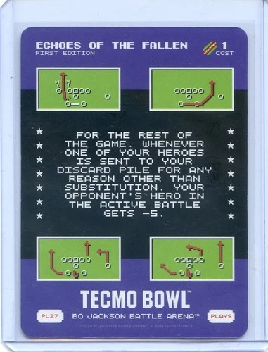 2026 Bo Jackson Battle Arena Tecmo Bowl Play Card #PL27 ECHOES OF THE FALLEN SP