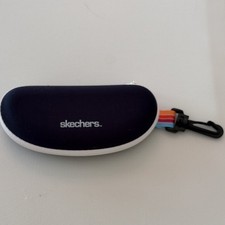 Skechers Black/White Hard Zipper Case w/ Clip for Glasses Sunglasses Reading